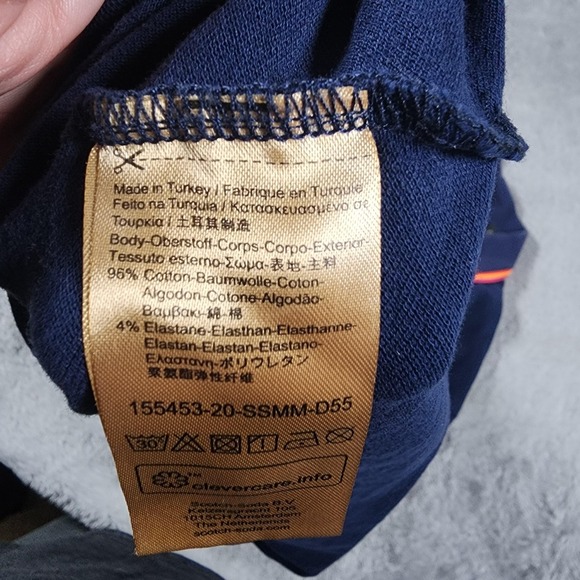 Scotch & Soda Polo Shirt Mens Large Navy Tipped Collar Cuffs Stretch Logo Patch - Picture 8 of 13